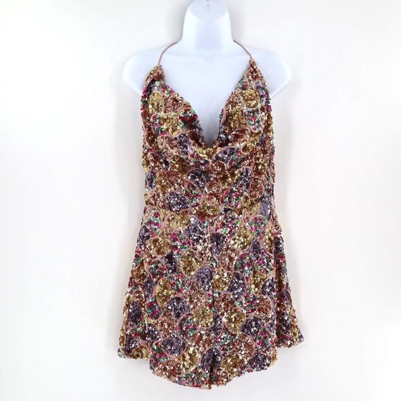 Miss Avenue Multicolored Sequin Romper Womens M Cruise Night Out Party Event - Picture 1 of 12